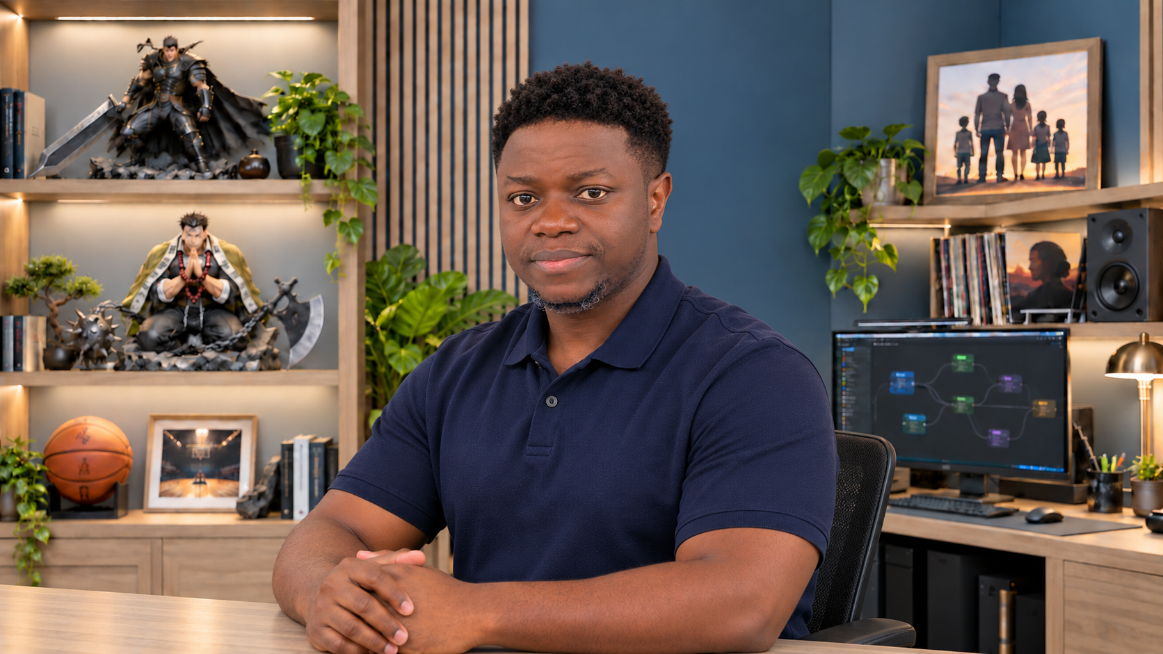 Tunde, owner and host of iTekConnect, seated in his studio